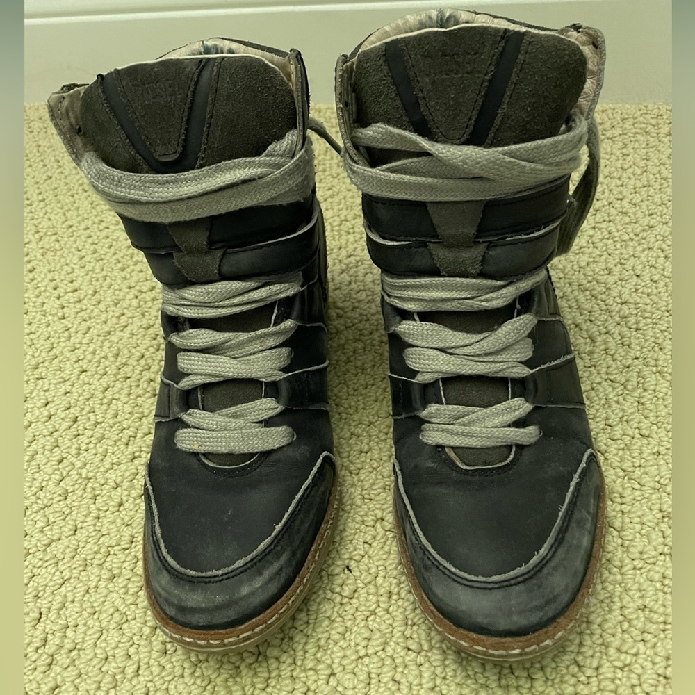 Diesel Grey leather Women sneaker boots